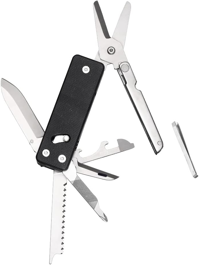 Roxon KS2 Elite D2 Blade 13 in 1 Mini Multi Tool function pocket knife with big scissor, G10 handle and Pocket clip, good for Camping/Backpacking/Emergencies/EDC Multitool (D2 Steel Blade) - Image 1